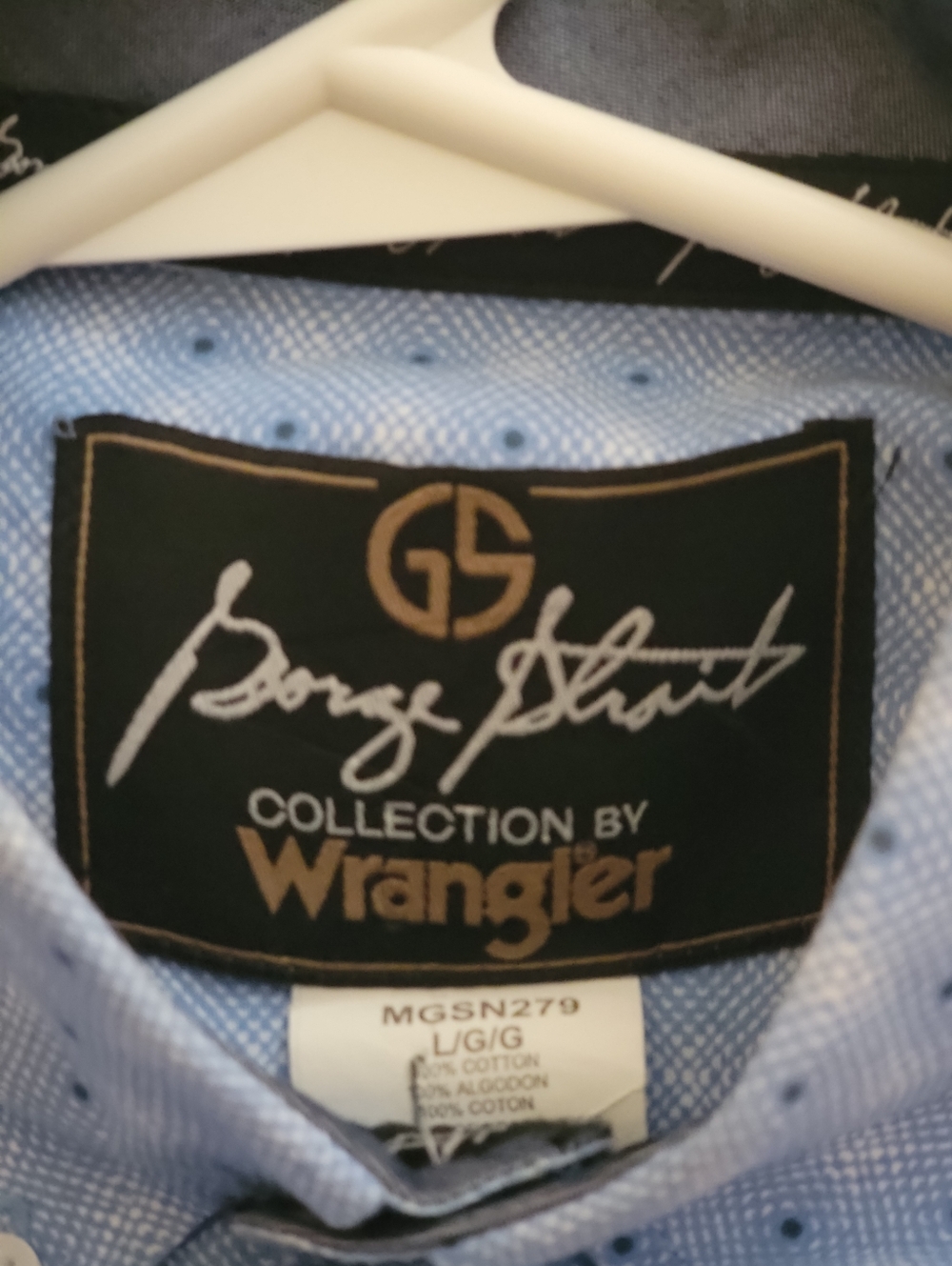 George Strait Wrangler Light Blue Patterned Button-Down Shirt - Picture 2 of 2